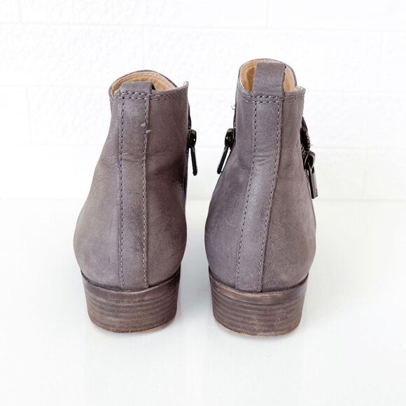 Lucky Brand Womens Nubuck Side Zip Stacked Heel Bryton Ankle Bootie Taupe Sz 8M - Picture 5 of 8